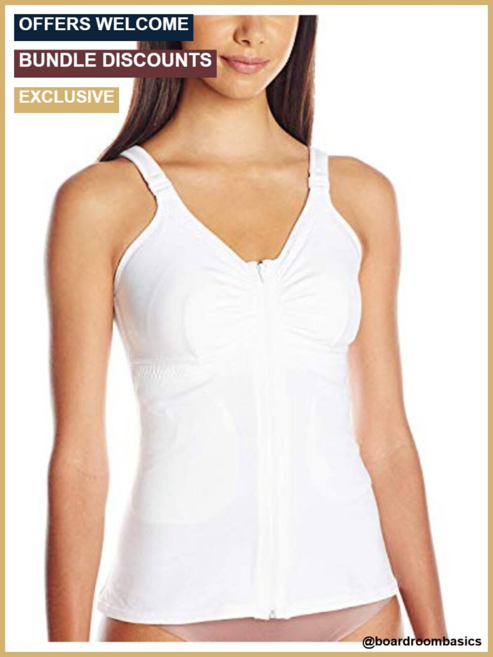 Post Surgery Front Close Camisole Zip Closure Cotton Spandex